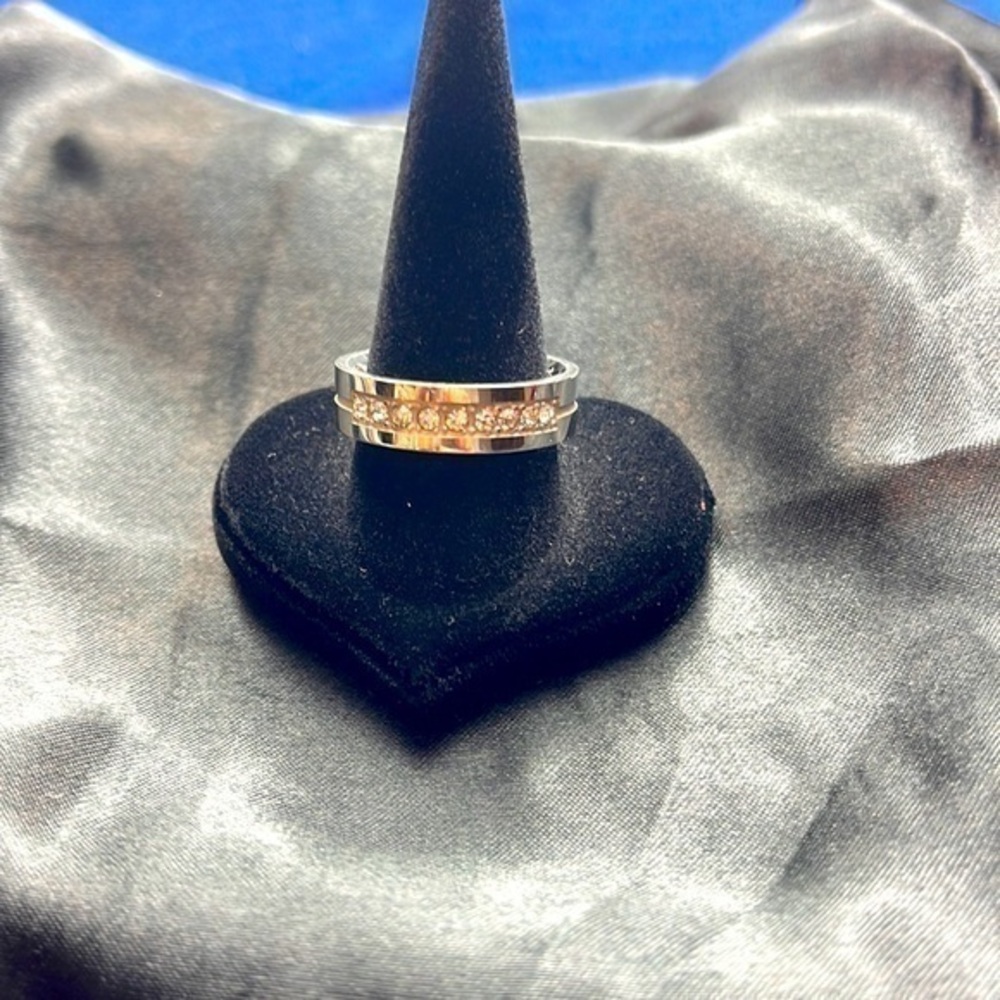 Men Wedding Band Ring Line Groove Style Design‎ and Zirconia on top sizes 9-12